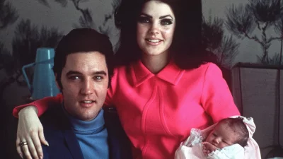 Elvis Presley and his wife, Priscilla, prepare to leave the hospital with their new daughter, Lisa Marie. Memphis, Tennessee, Feb. 5, 1968. Photo: Collected