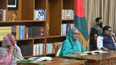 Prime Minister Sheikh Hasina briefing the media on Monday